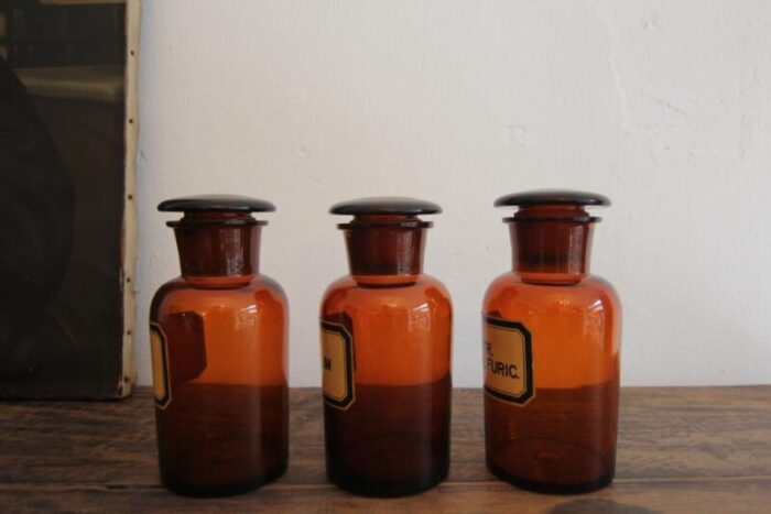 early 20th century german apothecary glass jars 1920s set of 3 7719