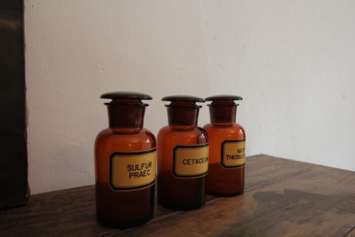 early 20th century german apothecary glass jars 1920s set of 3 8113