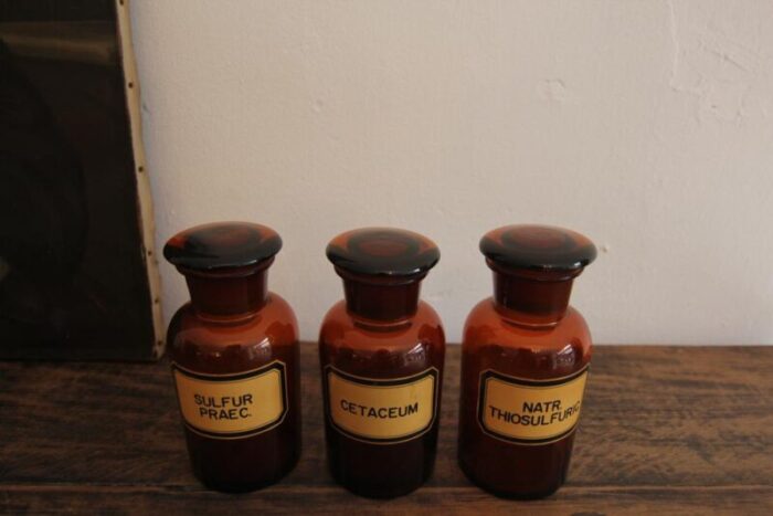 early 20th century german apothecary glass jars 1920s set of 3 8802