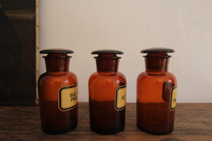 early 20th century german apothecary glass jars 1920s set of 3 9146