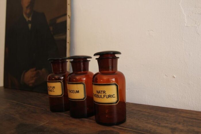 early 20th century german apothecary glass jars 1920s set of 3 9937