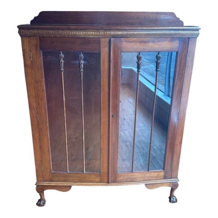 english glass front mahogany bookcase 4693