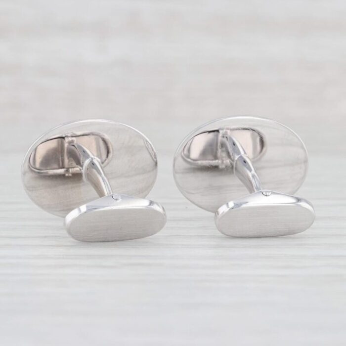 engravable oval cufflinks 14k white gold folding backs suit accessories 9255