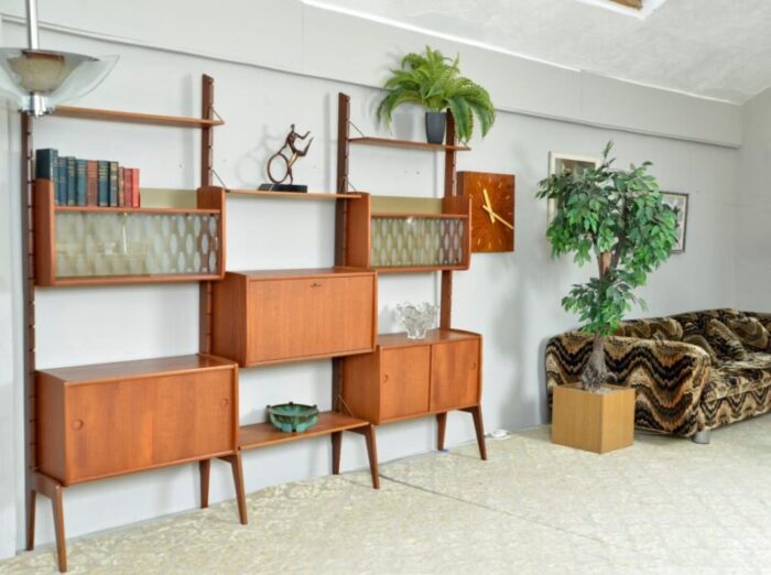 ergo 3 bay teak freestanding modular shelving wall system bar by john texmon for blindheim mobelfabrikk norway 1961 6539