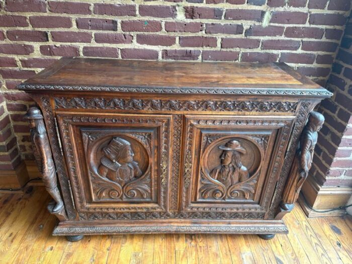 fabulous english or french revival antique hand carved sideboard 3107