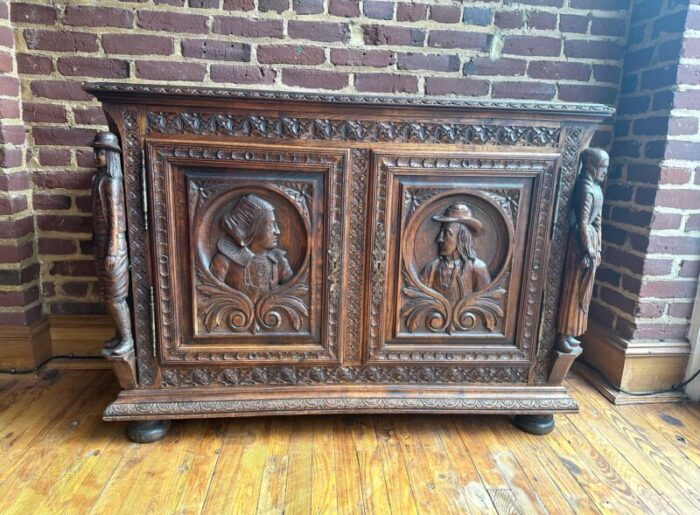 fabulous english or french revival antique hand carved sideboard 5024