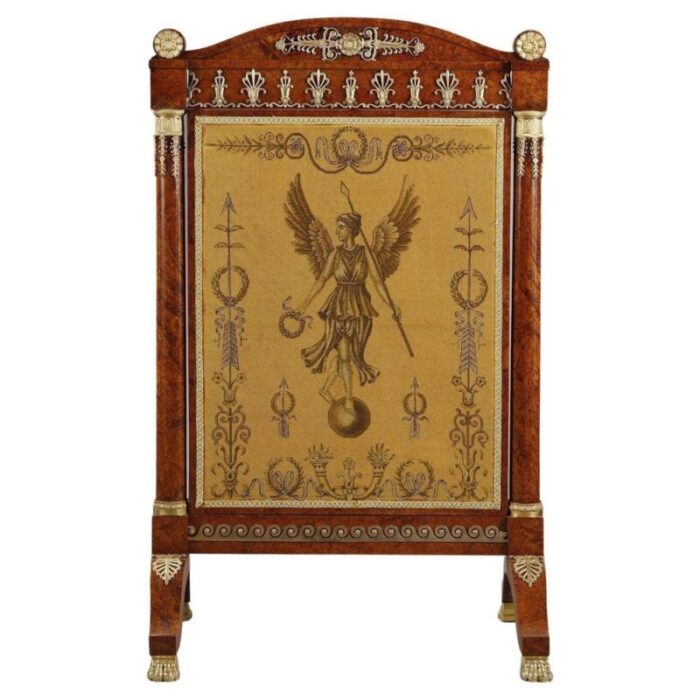 fire screen in maple burl gilt bronze 1