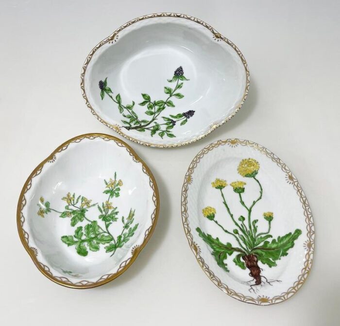 flora danica porcelain bowls by bing and grndahl denmark 1920s set of 3 0148