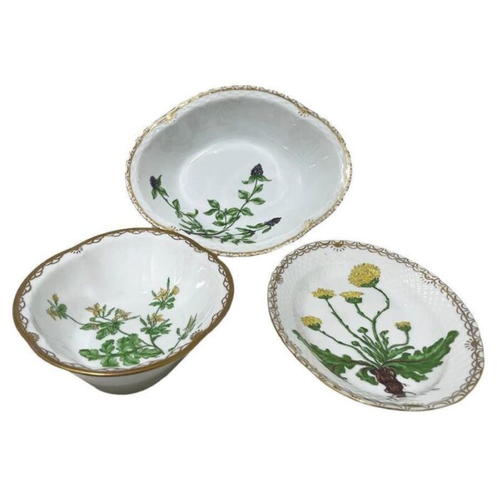 flora danica porcelain bowls by bing and grndahl denmark 1920s set of 3 1729