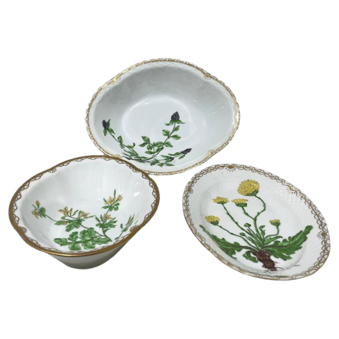 flora danica porcelain bowls by bing and grndahl denmark 1920s set of 3 3665