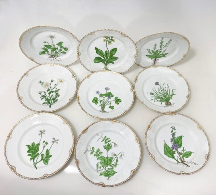 flora danica porcelain breakfast plates by bing and grndahl denmark 1920s set of 9 4960