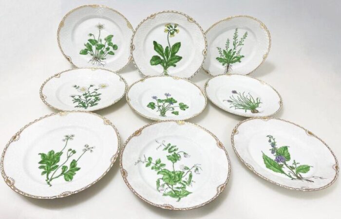 flora danica porcelain breakfast plates by bing and grndahl denmark 1920s set of 9 6265