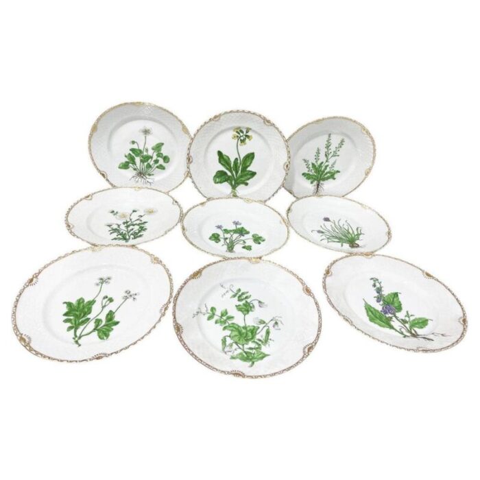 flora danica porcelain breakfast plates by bing and grndahl denmark 1920s set of 9 6366