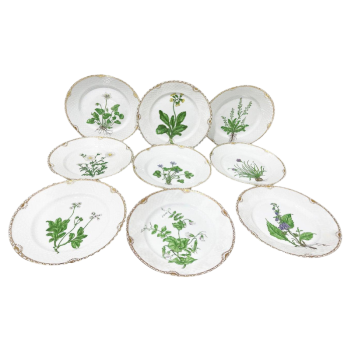 flora danica porcelain breakfast plates by bing and grndahl denmark 1920s set of 9 9903