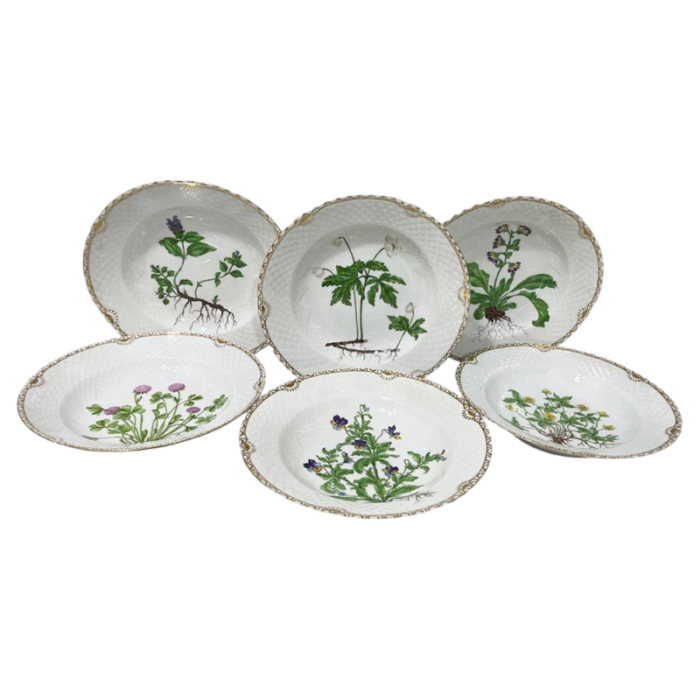 flora danica porcelain soup plates by bing and grndahl denmark 1920s set of 6 0136