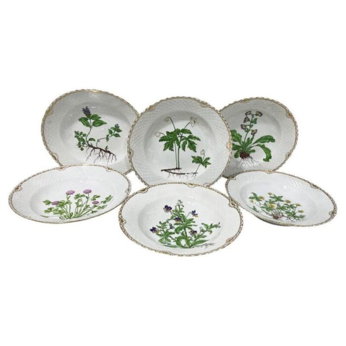 flora danica porcelain soup plates by bing and grndahl denmark 1920s set of 6 4672