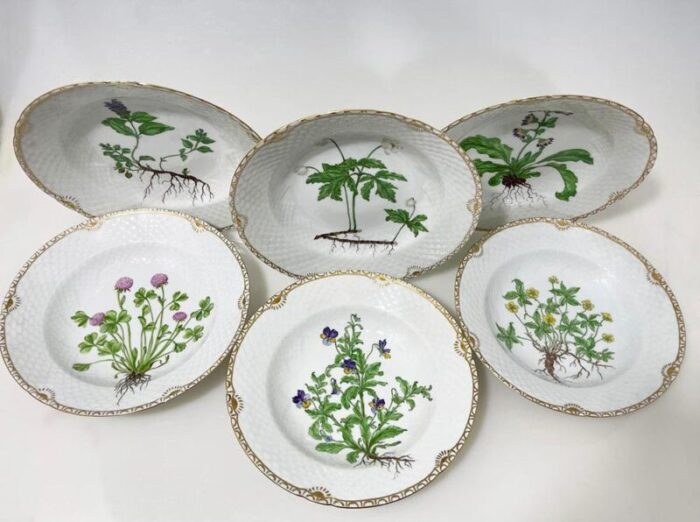 flora danica porcelain soup plates by bing and grndahl denmark 1920s set of 6 4747