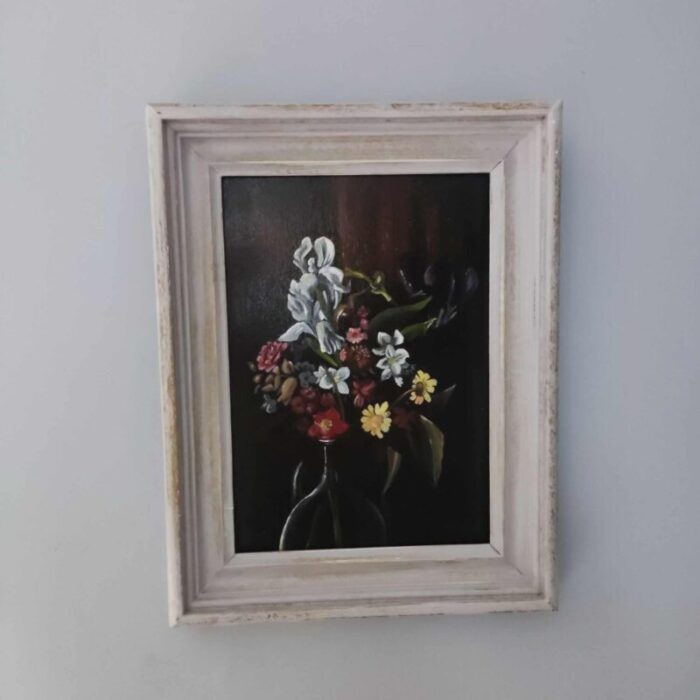 flowers in a vase 2022 oil on canvas framed 0347