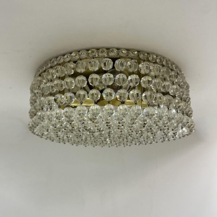 flush mount with swarovski crystals 1970s 0882