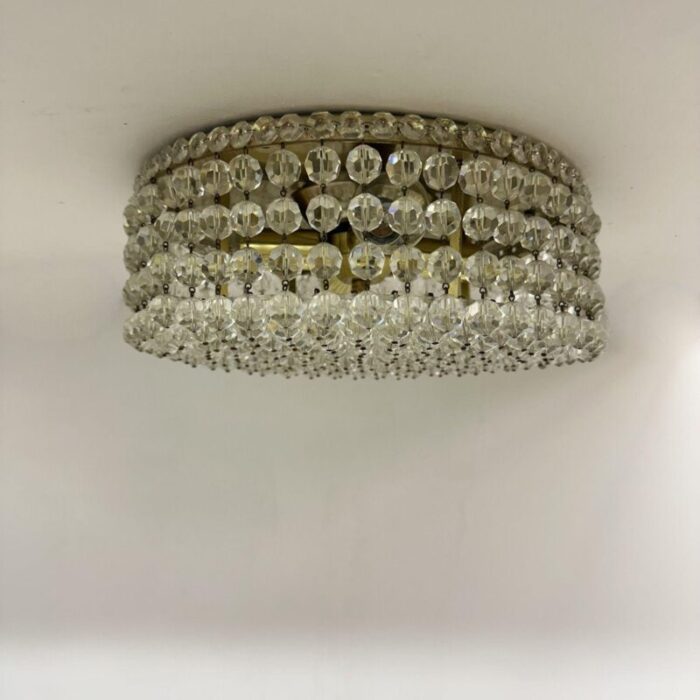 flush mount with swarovski crystals 1970s 1413