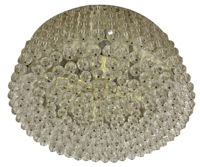 flush mount with swarovski crystals 1970s 4085