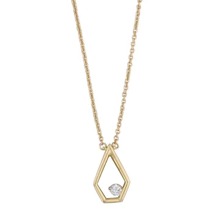 framed 015ct diamond pendant necklace 18k 14k yellow gold 15 cable chain 1091