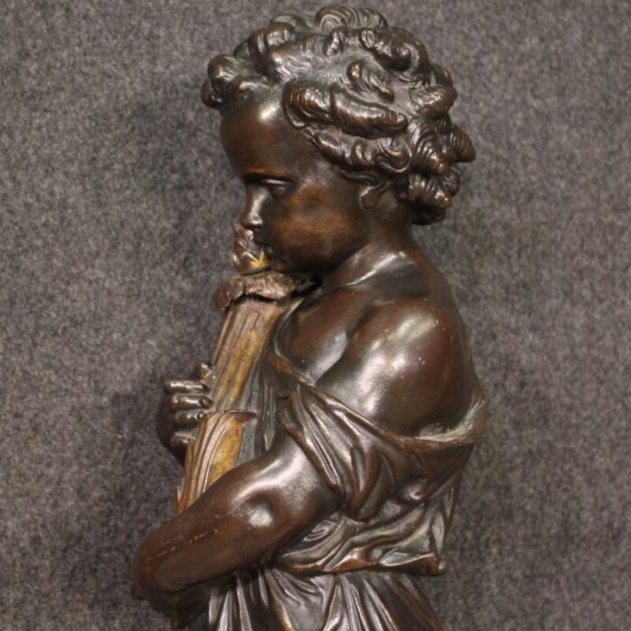 french artist cherub statue early 20th century metal 5330