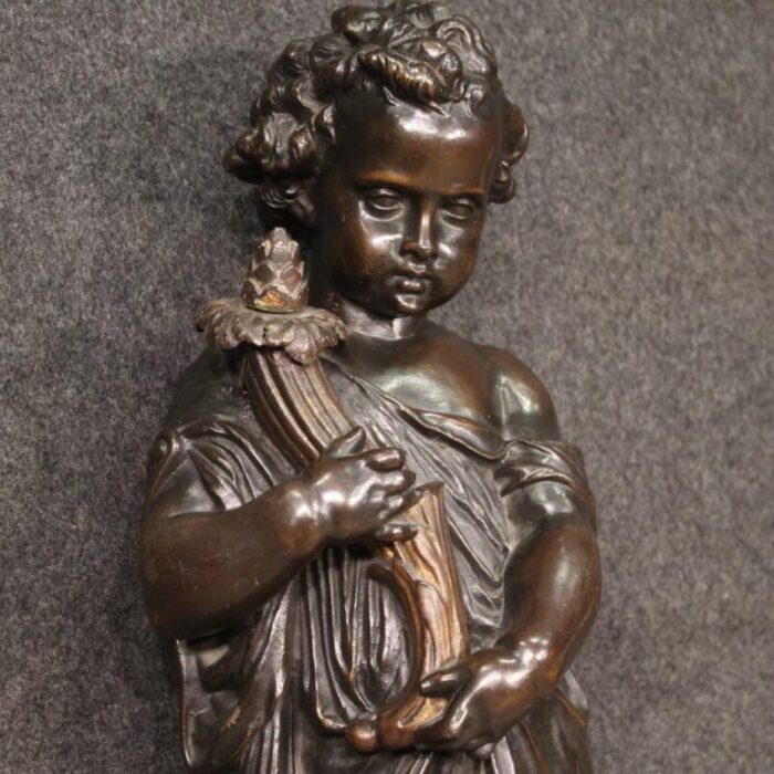 french artist cherub statue early 20th century metal 6700