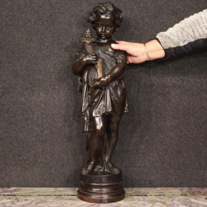 french artist cherub statue early 20th century metal 6821