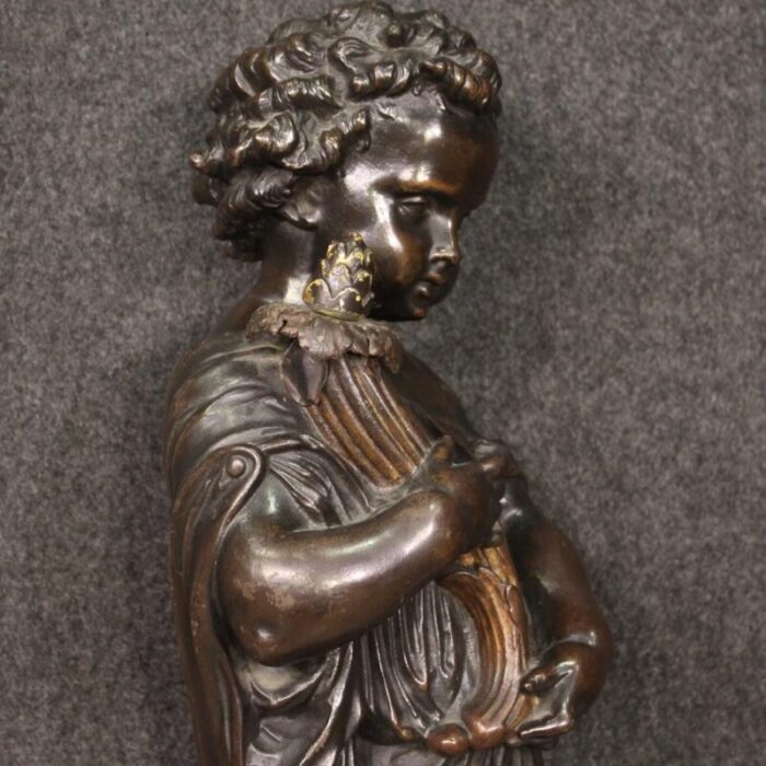 french artist cherub statue early 20th century metal 8082