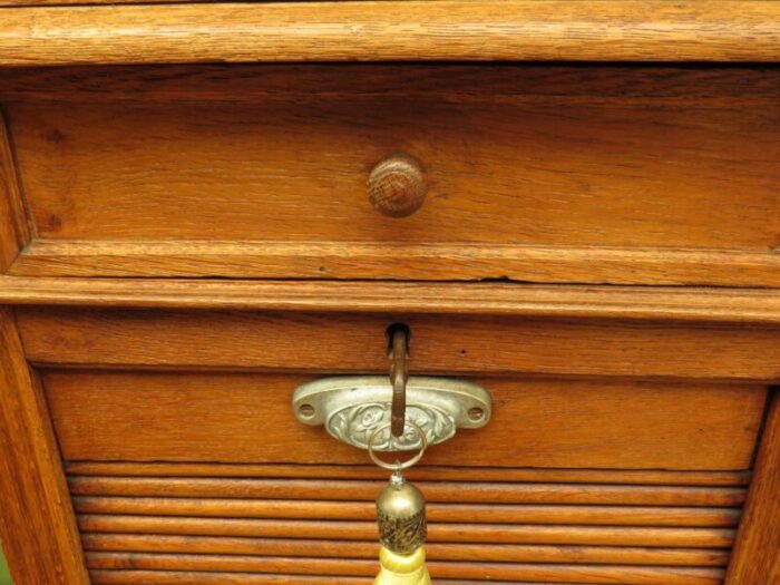 french double tambour filing cabinet with inner trays 1890s 1473