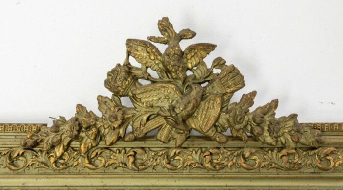 french stucco mirror with bronze patina vegetal patterns 1890s 4