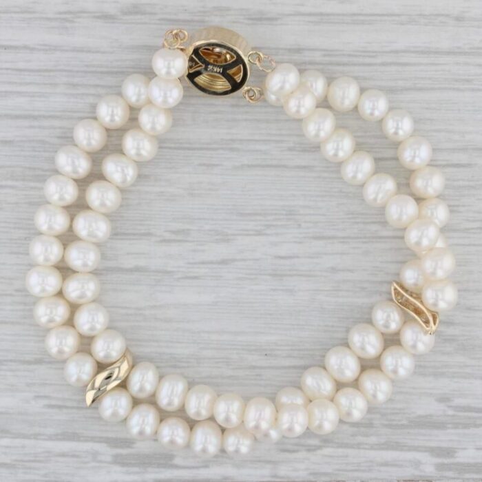 freshwater cultured pearl strand bracelet 14k yellow gold 7 1557