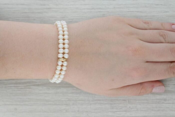 freshwater cultured pearl strand bracelet 14k yellow gold 7 1632