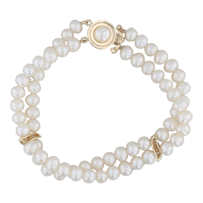 freshwater cultured pearl strand bracelet 14k yellow gold 7 9041