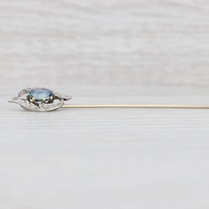 georgian 136ctw blue sapphire diamond stickpin 700 platinum 10k gold antique 2933