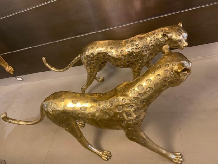 gilt bronze leopards sculptures 2010 10