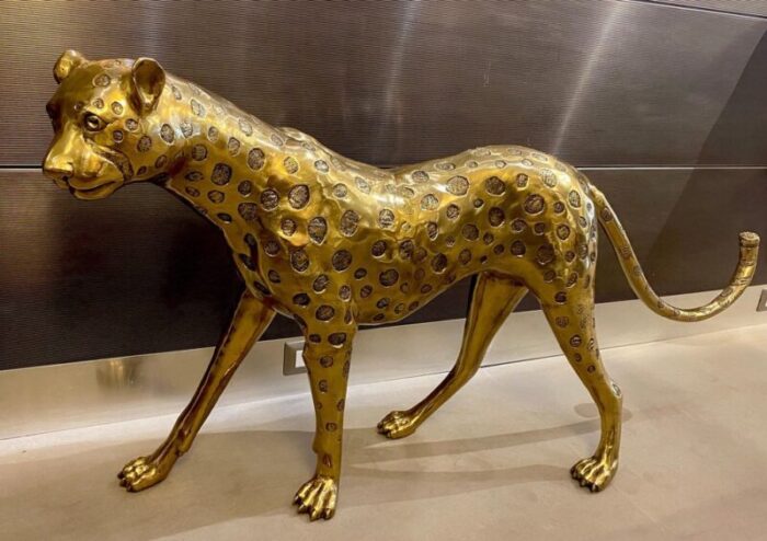 gilt bronze leopards sculptures 2010 5