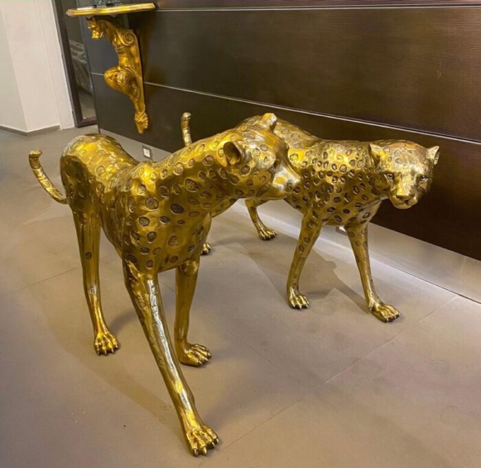 gilt bronze leopards sculptures 2010 6