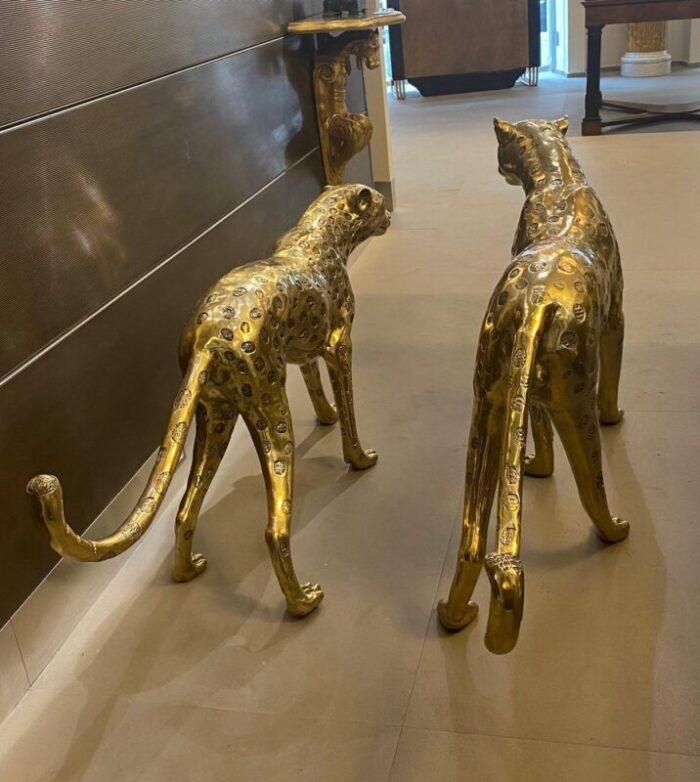 gilt bronze leopards sculptures 2010 8