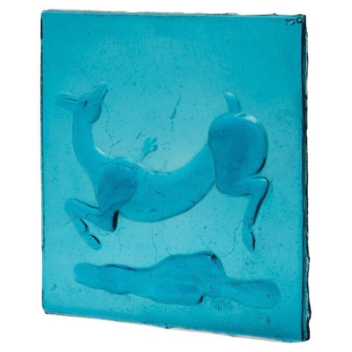 glass tile of wounded gazelle by napoleone martinuzzi for venini 1