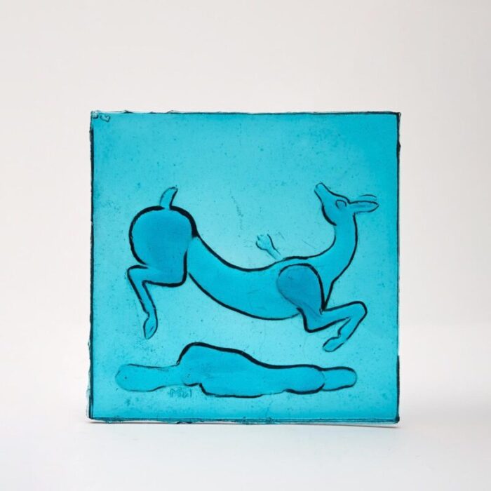 glass tile of wounded gazelle by napoleone martinuzzi for venini 8