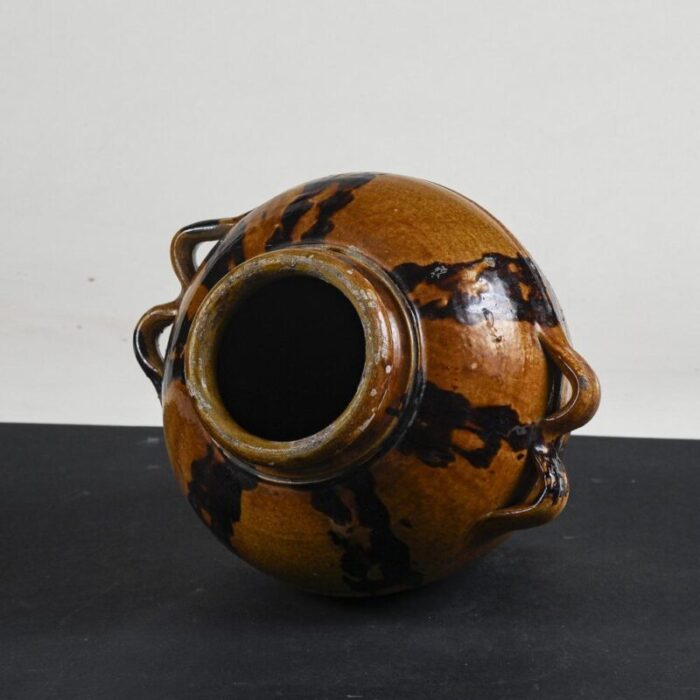 glazed terracotta jar with double handles 1900s 3047