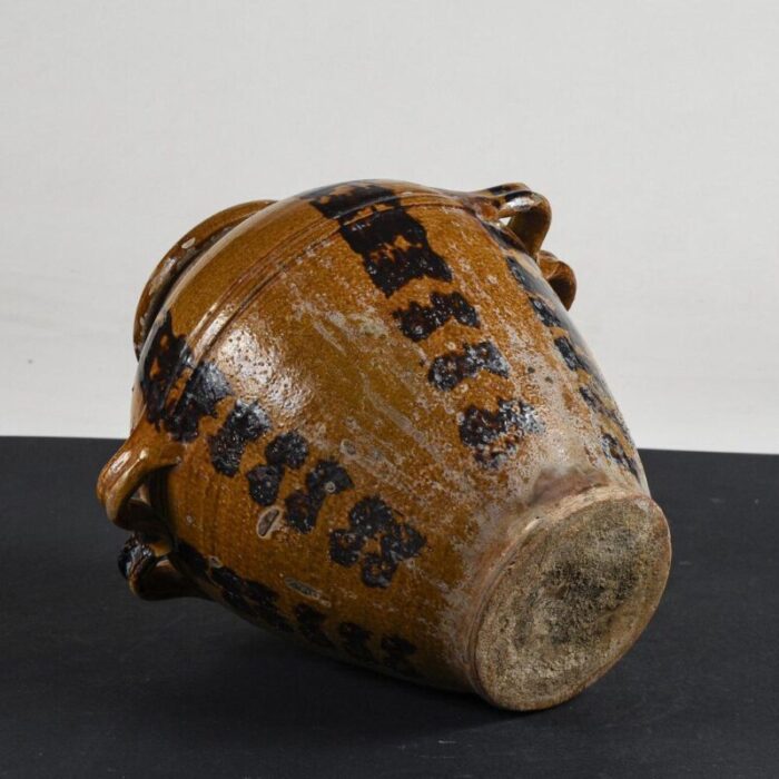 glazed terracotta jar with double handles 1900s 3692