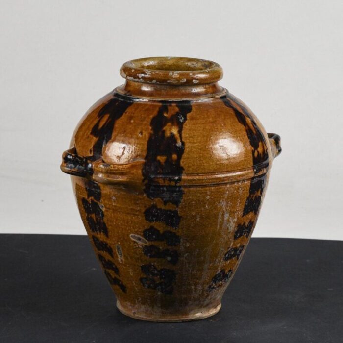 glazed terracotta jar with double handles 1900s 7500