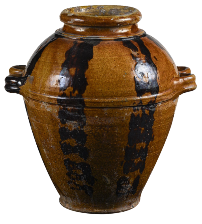 glazed terracotta jar with double handles 1900s 9534