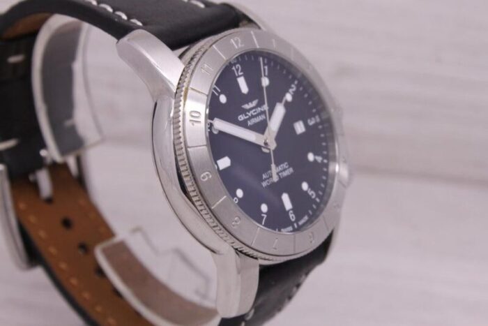 glycine airman gl0063 double twelve world timer mens 42mm steel automatic watch 4340