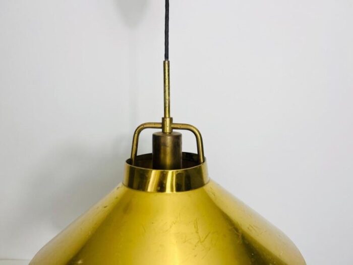 golden brass pendant lamp attributed to fritzschlagel for lyfa 1970s 0465