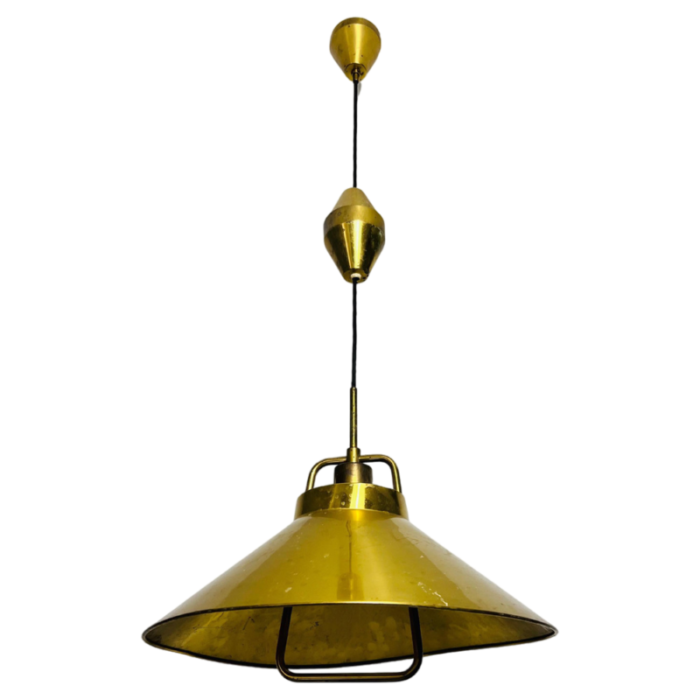 golden brass pendant lamp attributed to fritzschlagel for lyfa 1970s 5926