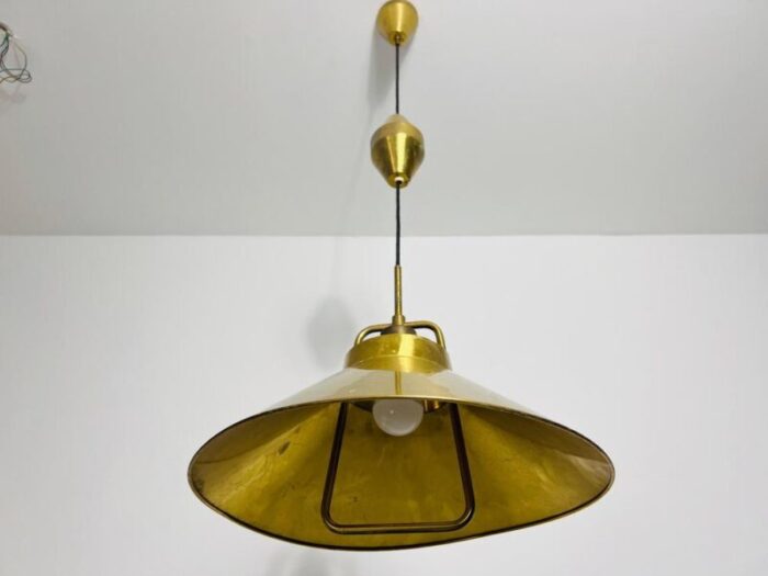 golden brass pendant lamp attributed to fritzschlagel for lyfa 1970s 6411